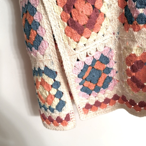 Charlie B Long Color Block Crochet Cardigan Colorful Long Sleeves Size XS/S NEW - Picture 8 of 15